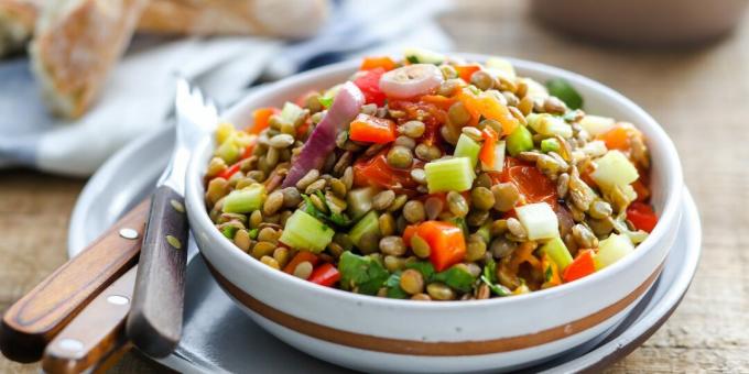 Salade de lentilles et légumes