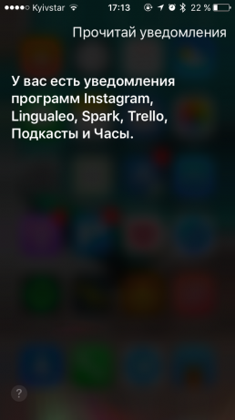 commande Siri: notification