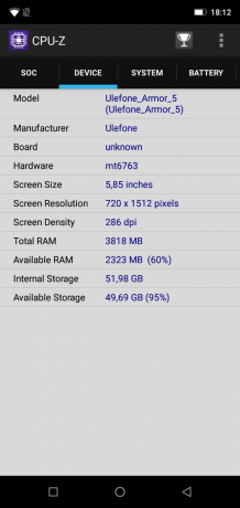 Armure Ulefone 5: CPU-Z