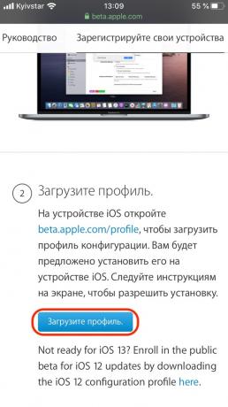 Comment installer iOS 13 sur iPhone: Aller à « Enregistrez votre appareil »