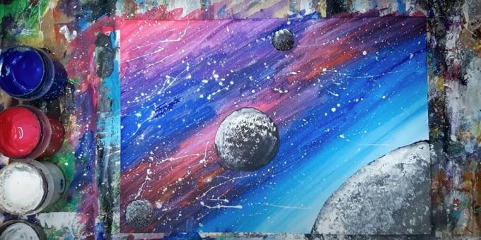 Comment peindre l'espace avec de la gouache: ajoutez deux planètes supplémentaires