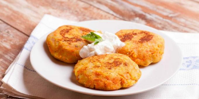 Escalopes de pommes de terre et carottes aux oignons