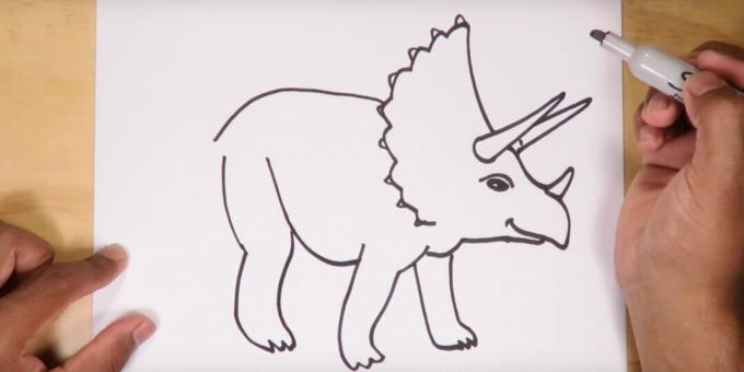 Comment dessiner un dinosaure: représenter le dos, l'abdomen et la jambe