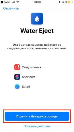 Si l'eau pénètre dans l'iPhone: le bouton « Obtenir l'invite de commande »