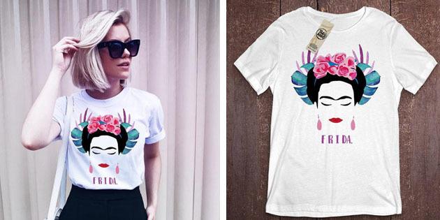la mode féminine T-shirt avec AliExpress: T-shirt Frida Kahlo