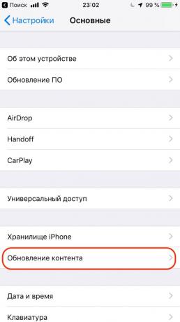 Configuration Apple iPhone: activer App fond Actualiser
