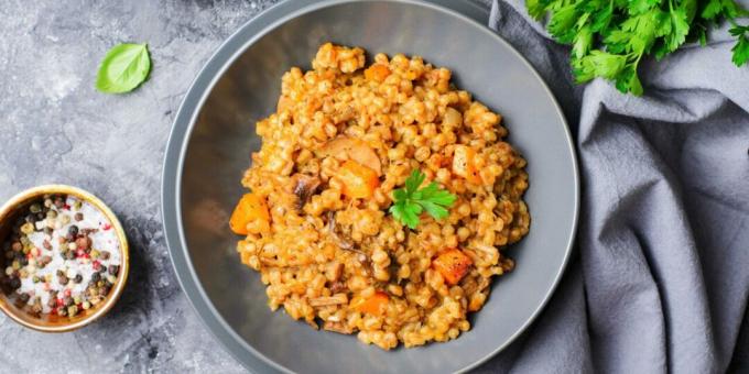 Bouillie d'épeautre au potiron et champignons