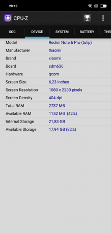 Vue d'ensemble Note 6 Xiaomi redmi Pro: CPU-Z (suite)