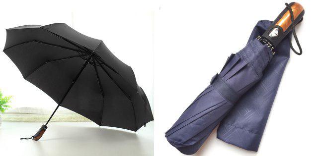 Parapluie avec manche en bois