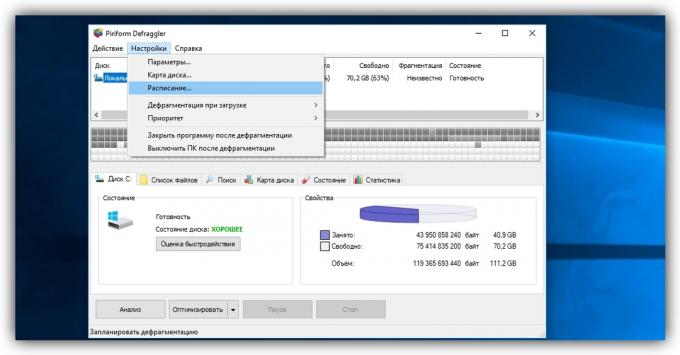 Défragmenteur de disque dans Windows XP à l'aide Defraggler