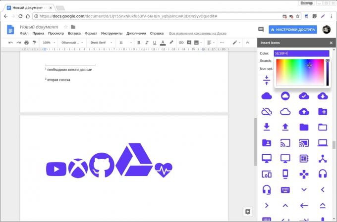 Google Docs add-ons: Insérer icônes pour Docs