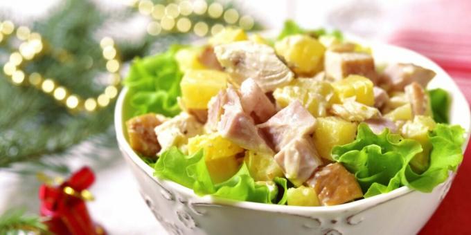 Salade rapide au poulet fumé et ananas