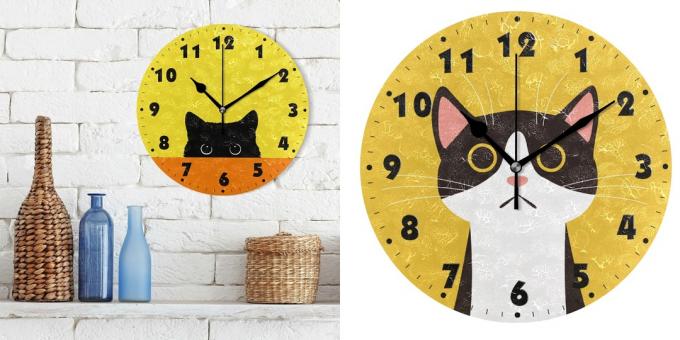 Horloge murale avec des chats 