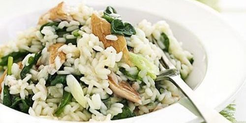 Recette pour risotto aux poissons et aux épinards