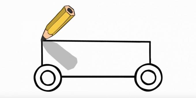 Comment dessiner une voiture de police: connectez les roues en haut et en bas