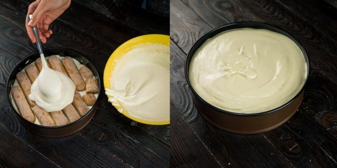 Couvrir avec une seconde couche de crème pâtissière et les résidus