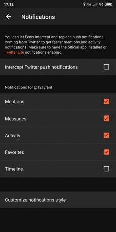Les demandes d'accès au compte Twitter sur Android: Fenix ​​2