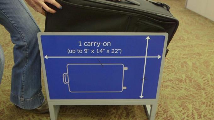 La taille des bagages à main sur le plan: cadre pour le contrôle de sacs dimensions