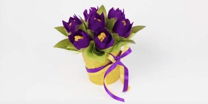 Comment faire un bouquet de tulipes à partir de bonbons