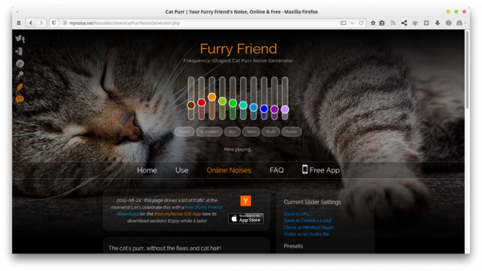 Vue d'ensemble de petites applications Web: Cat Purr Générateur de bruit