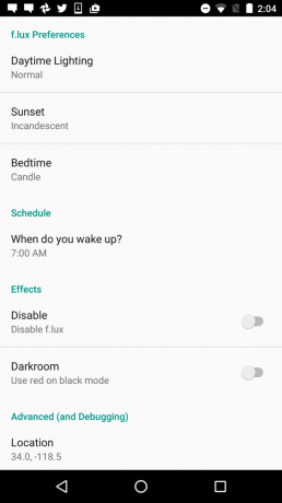 Options f.lux Android