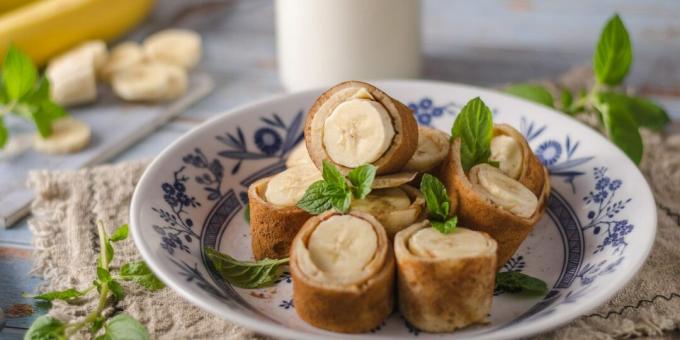 Rouleaux de crêpes aux bananes