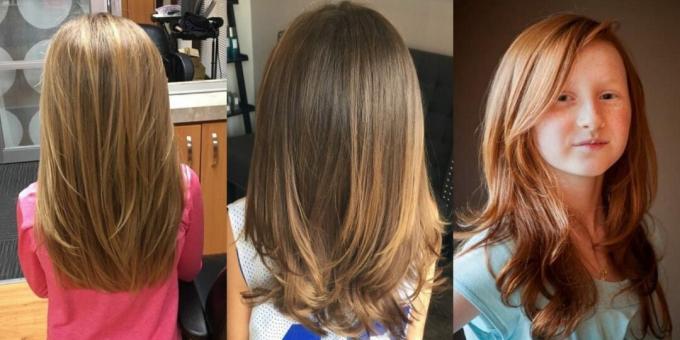 Coupe de cheveux longue pour enfants multicouche pour filles