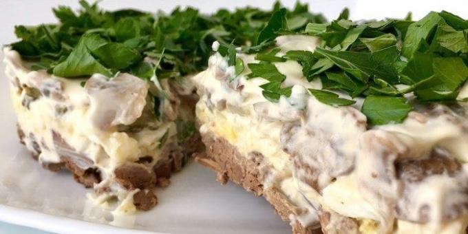 salade Feuilleté de foie de poulet et les champignons