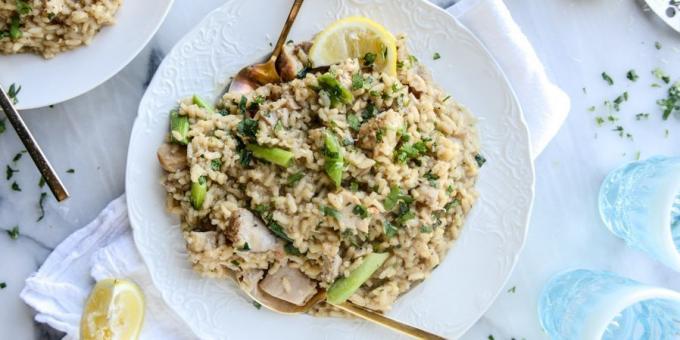 Recette pour risotto au poulet et aux herbes