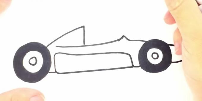 Comment dessiner une voiture de course: dessiner le bas de la voiture