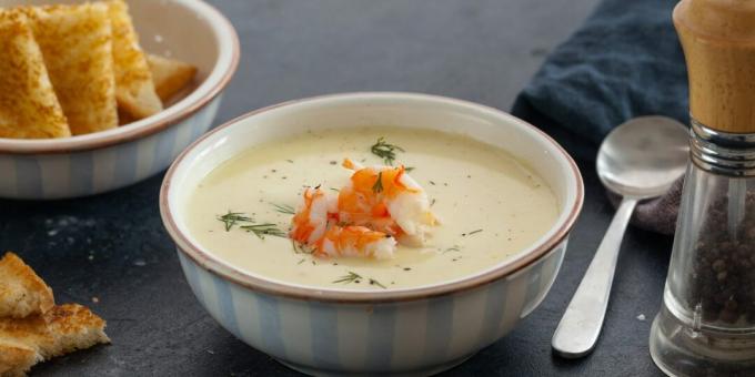 Velouté de fromage aux crevettes