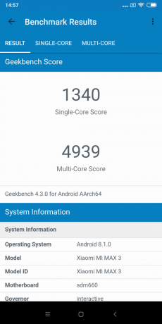Mi Max examen Xiaomi 3: GeekBench