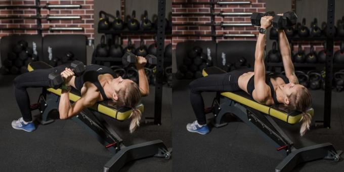 Exercices sur le muscle pectoral: haltère bench press couché
