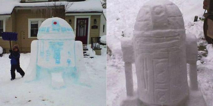 Neige formes avec leurs mains: R2-D2