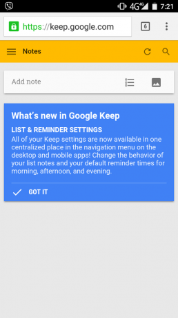 Google Keep: mise à jour