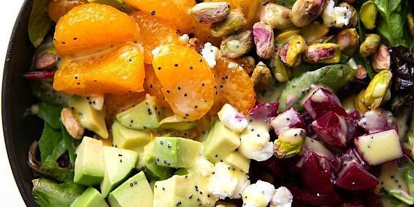 Salade de fromage, mandarines et betteraves