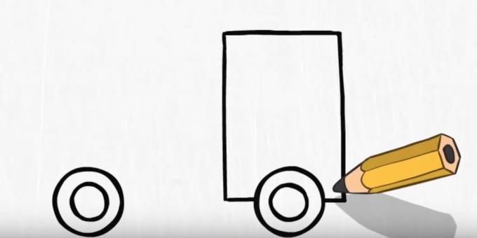 Comment dessiner un camion de pompiers: dessiner un rectangle