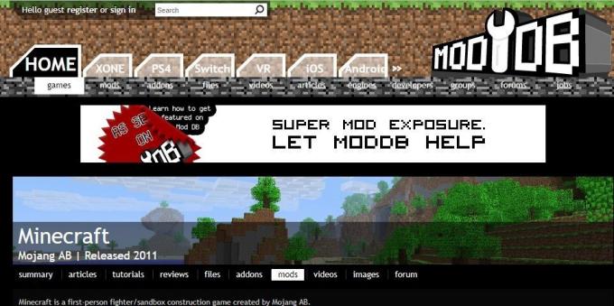 Mode Où télécharger Minecraft: ModDB