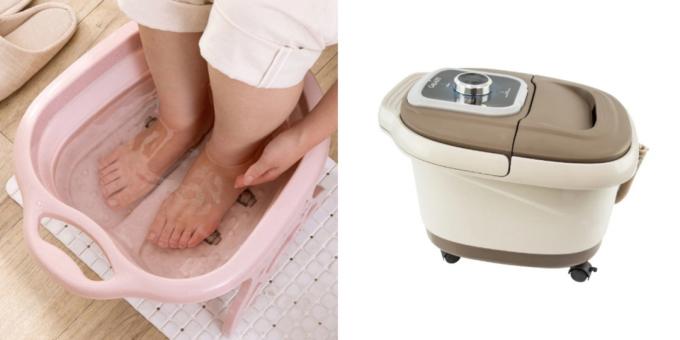 cadeau de grand-mère pour son anniversaire: bain de pieds avec fonction de massage de l'eau