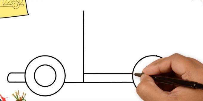Comment dessiner un camion: ajoutez deux lignes droites