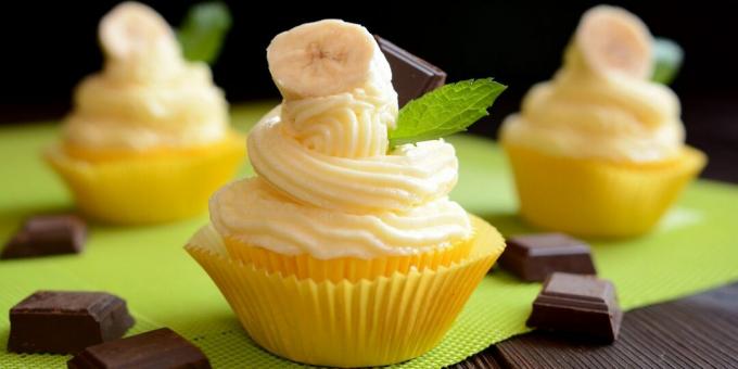 Cupcakes aux bananes et crème vanille