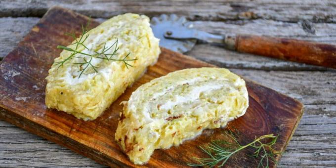 Rouleau de courgettes au fromage