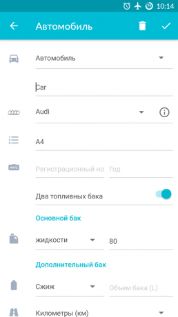 Drivvo pour Android: les données