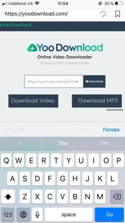 Comment télécharger des vidéos sur l'iPhone et aypad: Coller l'URL ci-dessus dans le champ en ligne