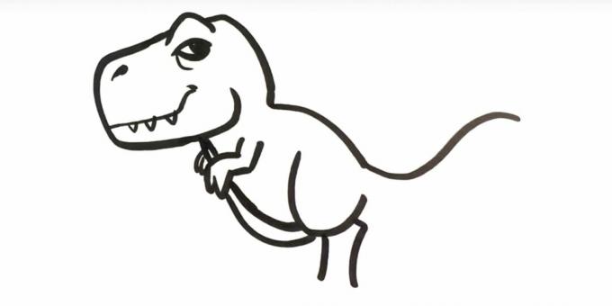 Comment dessiner un tyrannosaure: ajoutez l'abdomen et une partie de la patte