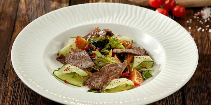 Salade tiède au boeuf et légumes