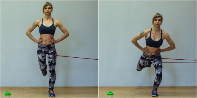Exercices pour les genoux: Squat sur une jambe avec la résistance