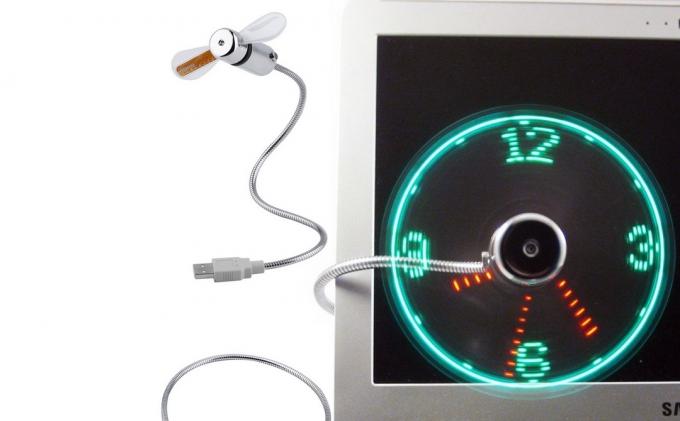 USB-ventilateur avec horloge néon