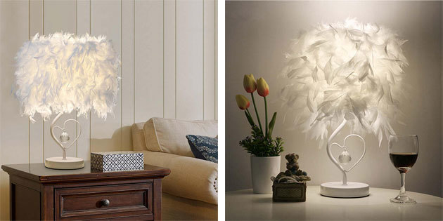 Lampe abat-jour en plumes