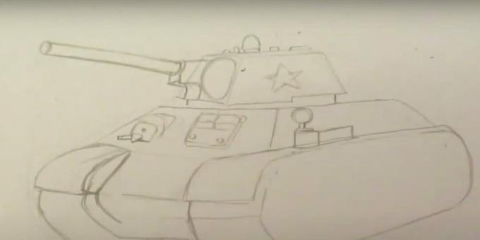 Comment dessiner un char: dessiner la mitrailleuse frontale et la trappe du mécanicien 